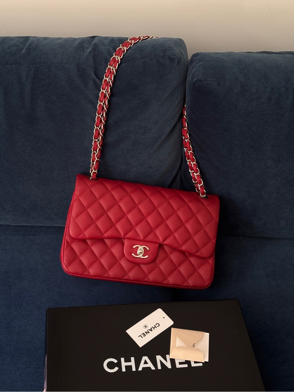 Rare Chanel Red Double Flap Jumbo 11C
Caviar Silver Hardware Flap Bag